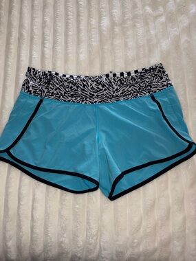 Lululemon Aqua Athletic Shorts with Patterned Waistband